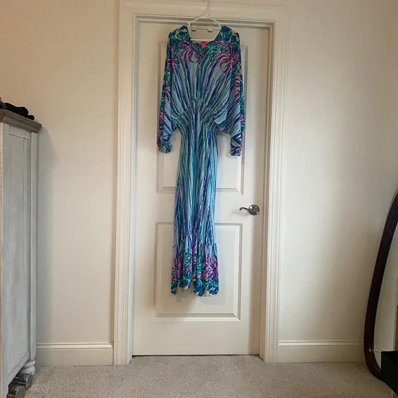 Lilly Pulitzer Vibrant Blue and Pink Long Sleeve Dress - Picture 3 of 6